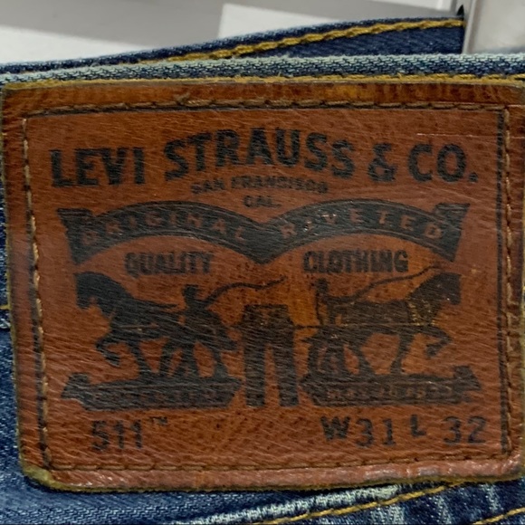 Levi’s Men's 511 Style Slim Fit Leg Denim Jeans Dark Wash Blue Size 31Wx32L EUC - Picture 7 of 11